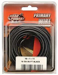 55667333 Primary Wire, 18 ga Wire, 25/60 V, Copper Conductor, Black Sheath, 33 ft L