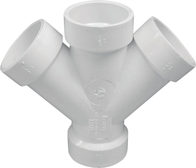 05840H Double Pipe Wye, 3 in, Hub, PVC, White, SCH 40 Schedule