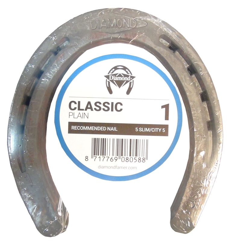 Farrier DC1PR Classic Plain Horseshoe, 1/4 in Thick, #1, Steel
