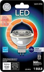 93095551 LED Bulb, Track/Recessed, 500 Lumens, 7 W, MR16 Lamp, 50 W Equivalent, GU5.3 Lamp Base, Dimmable, Clear