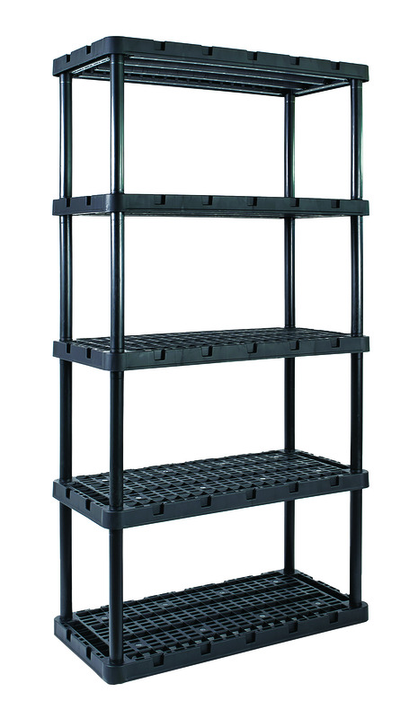 91086-1C Shelving Unit, 800 lb, 5-Shelf, Plastic, Black, 36 in W, 18 in D, 72 in H