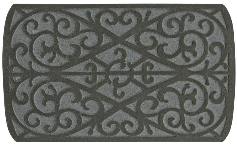 58785 Floor Mat, 30 in L, 18 in W, Scroll Pattern, Rubber Surface, Gray