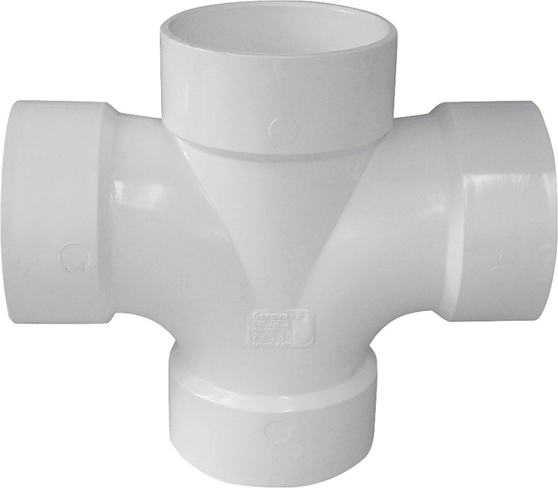 05240H Reducing Double Sanitary Pipe Tee, 4 x 2 in, Hub, PVC, SCH 40 Schedule