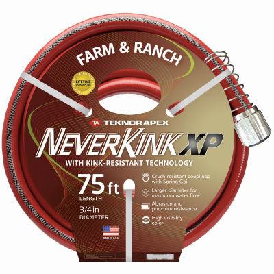 9846-75 Farm and Ranch Hose, 75 ft L, Vinyl, Black