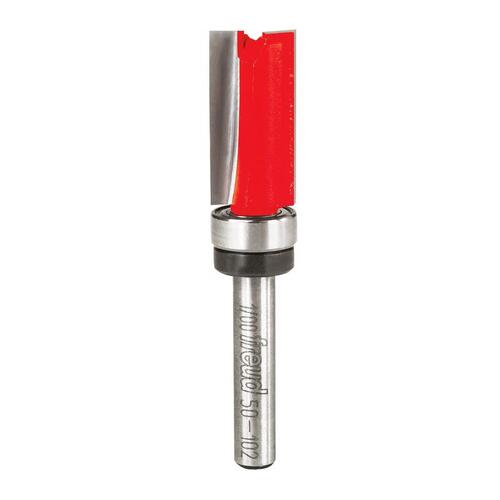 DR50102 Top Bearing Flush Trim Router Bit, 1/2 in Dia Cutter, 1 in L Cutting, 2-5/8 in OAL, 1/4 in Dia Shank