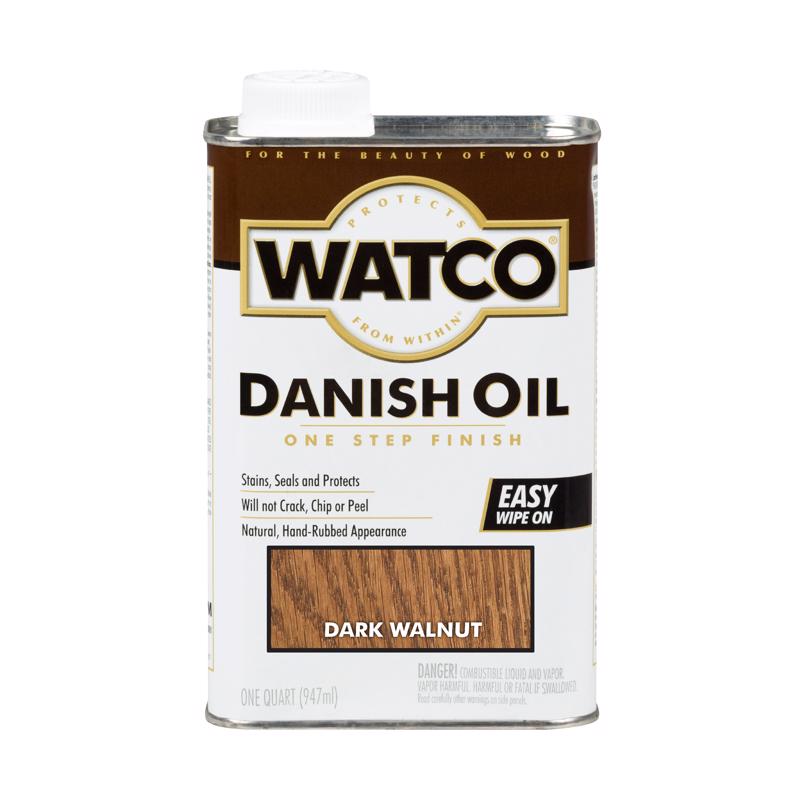 Watco A65841 Danish Oil, Transparent, Dark Walnut, Liquid, 1 qt, Can