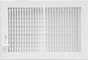 RG0297 Multi-Shutter Register, 12 in L, 4 in W, 20 deg Air Deflection, 2-Ways, Steel, White
