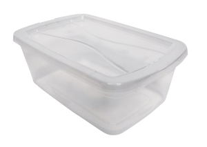 RMCC060005 Stackable Storage Tote, Plastic, Clear, 13-3/8 in L, 8-3/8 in W, 4-3/4 in H