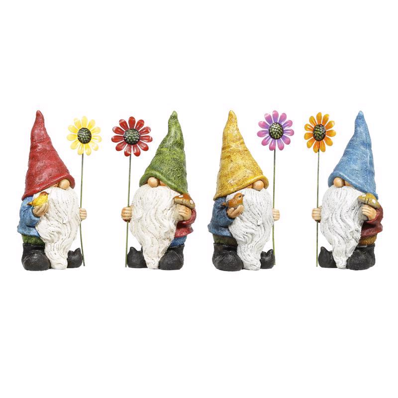 WQA1380ABB Garden Statue Assortment, Gnome with Flower