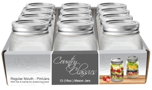CCCJ-116-12PK Canning Jar, 1 pt Capacity, Glass