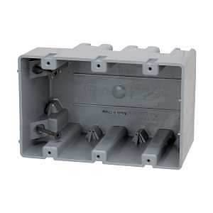 MSB3G Device Box, 3 -Gang, PVC, Gray, Screw Mounting