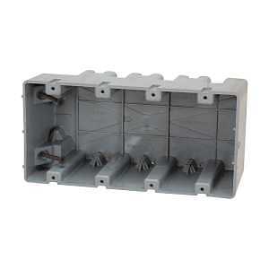 MSB4G Device Box, 4 -Gang, PVC, Gray, Screw Mounting