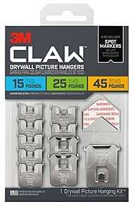 3PHKITM-10ES Drywall Picture Hanger Variety Pack with Spot Marker, 45 lb, Steel, 1/8 in Projection