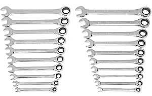 35720-06 Ratcheting Combination Wrench Set, 20-Pieces, Alloy Steel, Polished Chrome