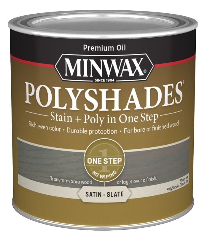 PolyShades 213984444 Interior Wood Stain, Satin, Slate, Liquid, 0.5 pt