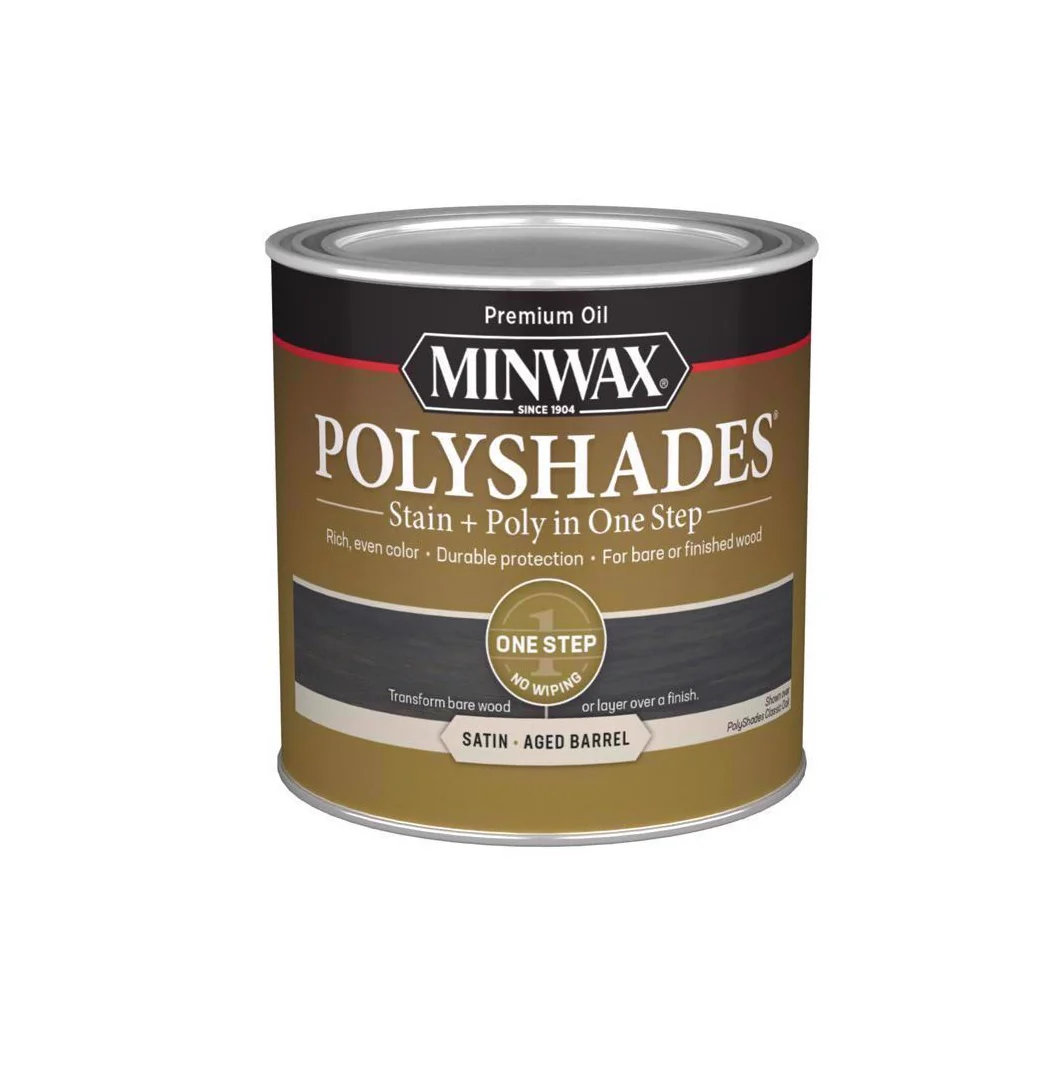 PolyShades 213994444 Interior Wood Stain, Satin, Aged Barrel, Liquid, 0.5 pt