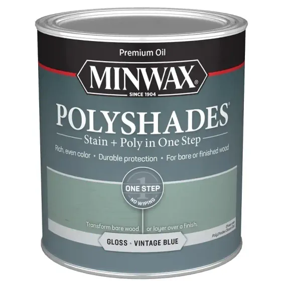 PolyShades 614944444 Interior Wood Stain, Gloss, Vintage Blue, Liquid, 1 qt