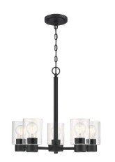 Sylvestre Series 6115300 Chandelier, 1-Tier, 5-Lamp, LED Lamp, Steel Fixture, Black Fixture