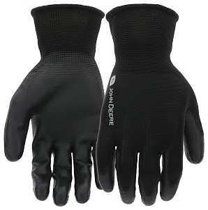 JD37214-L-5P Breathable Work Gloves, Men's, L, Elastic Knit Cuff, Polyurethane Coating, Polyester Glove