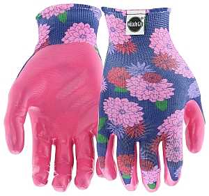 MG37126-W-ML-3P Breathable Garden Gloves, Women's, M/L, Knit Cuff, Nitrile Coating, Polyester Glove