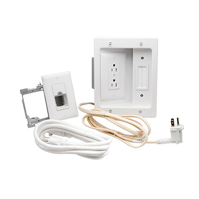 CPT306WV1 TV Power and Cable Management Kit, 125 VAC, NEMA: 5-15R, White