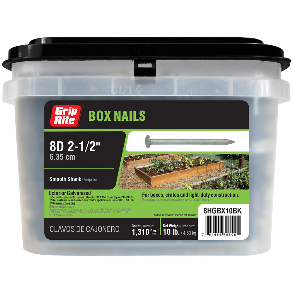 8HGBX10BK Box Nail, Smooth Shank, 10 lb