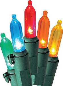 V40841-33 Mini Light Set, Christmas, 120 V, 4.8 W, 100-Lamp, LED, Blue/Green/Orange/Red/Yellow