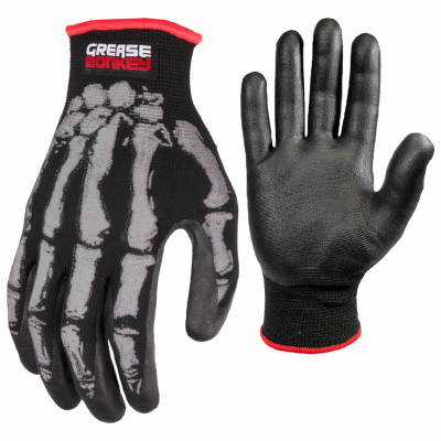 25277-26 Gloves, Men's, L, Nitrile Coating, Nylon Glove, Black