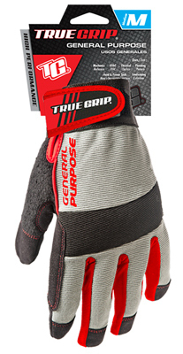 9869123 Work Gloves, General-Purpose, High-Performance, M, Adjustable Wrist Strap Cuff, Blue