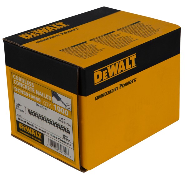 DCN8910680 Fastener, 0.68 in L, Steel, Yellow Zinc, Full Round Head, Smooth Shank, 1,000 Count, 15 Deg