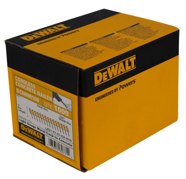 DCN890100 Fastener, 1 in L, Steel, Zinc, Full Round Head, Smooth Shank, 1,000 Count, 15 Deg