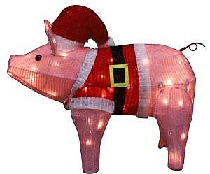 58711 Prelit 3D Mesh Pig, LED, 16 in Tall