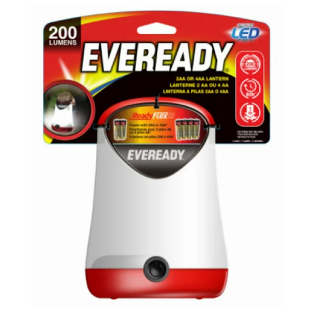 EVGPAL41 Compact Lantern, Alkaline Battery, LED Lamp, 200 Lumens, Plastic, Red