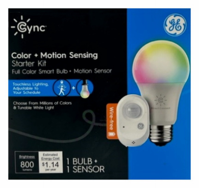 93129715 Smart Bulb and Motion Sensing Starter Kit, Voice Control, Soft White Light, LED Lamp