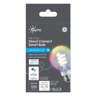 93130169 Smart Decorative Light Bulb, 6.2 W, Wi-Fi Connectivity: Yes, Voice Control, E26 Medium Lamp Base, LED Lamp