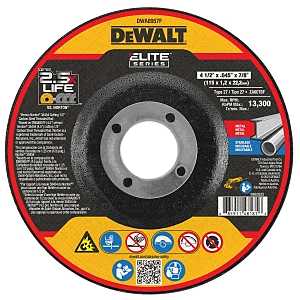 ELITE Series DWA8957F Cutting Wheel, 5 in Dia, 0.04 in Thick, 7/8 in Arbor, Ceramic Abrasive