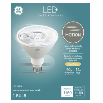 93128971 LED Bulb, PAR38 Lamp, 90 W Equivalent, E26 Medium Lamp Base, Frosted, Warm White Light