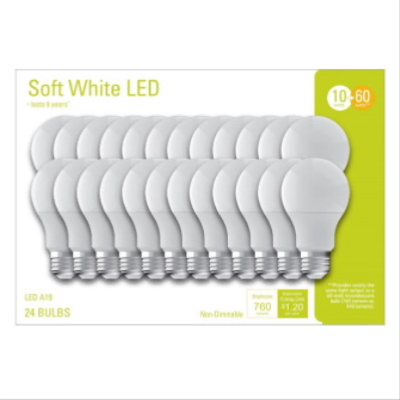 93130360 LED Bulb, A19 Lamp, 60 W Equivalent, E26 Medium Lamp Base, Warm White Light, 2700 K Color Temp