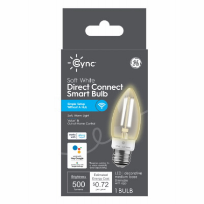 93130193 Smart Light Bulb, 6 W, Wireless Control, E26 Medium Lamp Base, Soft White Light, LED Lamp, 500 Lumens