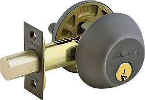 B60NG716 Deadbolt, 1 Grade, Keyed Key, Metal, Aged Bronze, 2-3/8, 2-3/4 in Backset, C Keyway