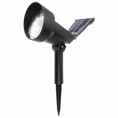 27115 Solar Spotlight with Hinged Panel, Plastic Fixture, Black