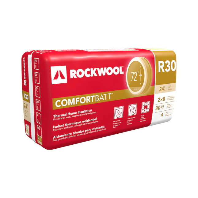 Rockwool Comfortbatt R-30, Stone Wool Batt Insulation, RXCB3023, 7.25"x23"x47", 30.7 sq-ft Coverage Area