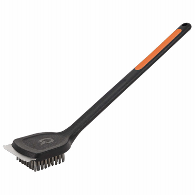 60303Y Grill Brush with Scraper, Stainless Steel Bristle, TPR Handle, Soft-Grip Handle, 18 in L