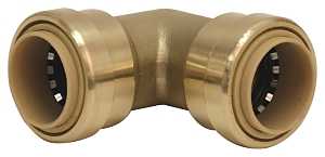 6631-003 Push Fit Elbow, 1/2 in, 90 deg Angle, Brass, 200 psi Pressure