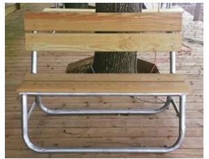 320-312 Series Bench Frame, Specifications: 1-5/8 in Tube Size, Galvanized Finish, 4 ft L, Lumber Not Included