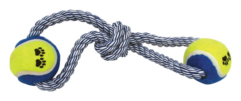 A03810 Dog Toy, L, Rope and Tug Dog Figure, Rubber, Multi-Color