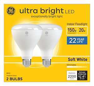 93130933 LED Light Bulb, BR30 Lamp, 150 W Equivalent, E26 Medium Lamp Base, Dimmable, Soft White Light