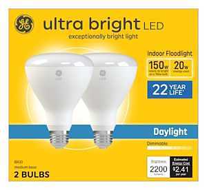 93130932 LED Light Bulb, BR30 Lamp, 150 W Equivalent, Medium Lamp Base, Dimmable, Frost, Daylight Light