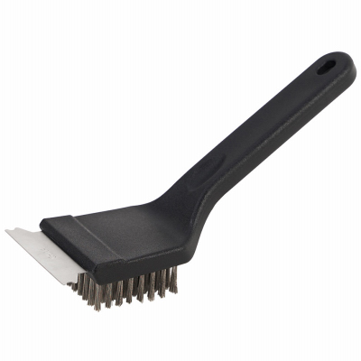 60312Y Grill Brush with Scraper, Stainless Steel Bristle, Plastic Handle, 8 in L