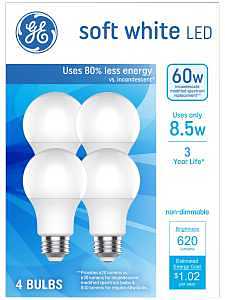 93131063 LED Light Bulb, General-Purpose, A19 Lamp, 60 W Equivalent, E26 Medium Lamp Base, Non-Dimmable